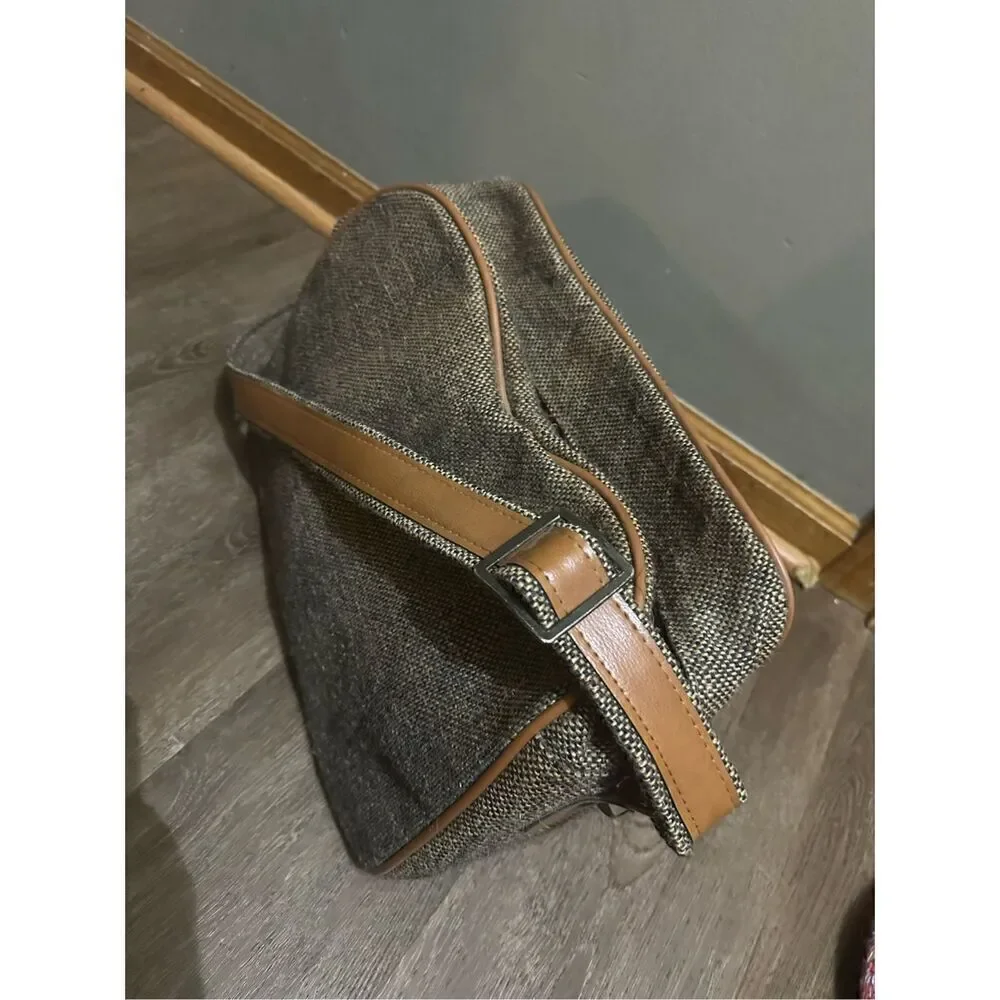 Vintage Pierre Cardin Brown Tweed Carry-On Shoulder Bag Strap Weekend Travel